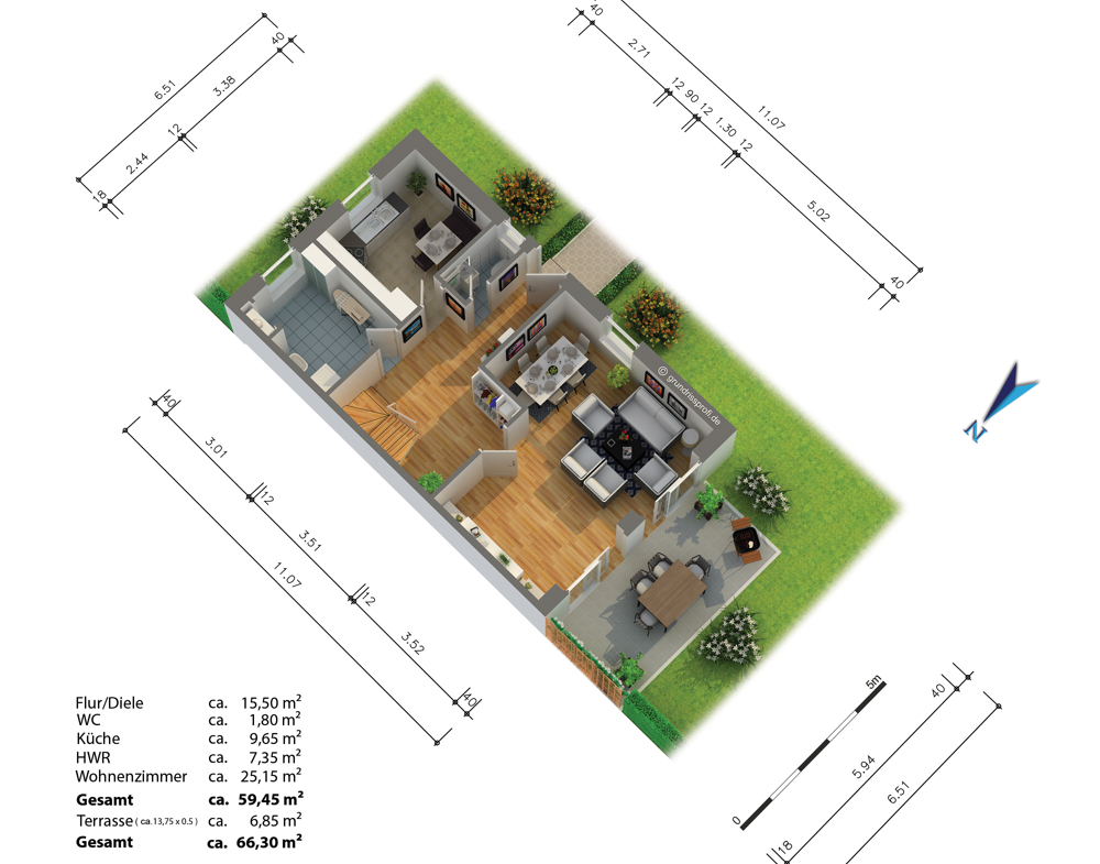 Erdgeschoss Grundriss 3d